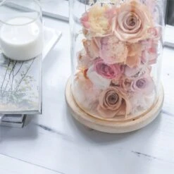 Handmade Glass Dome With LED Light Wood Base Cloche Bell Round For Rose Model Figurine Flowers 11 Handmade Glass Dome With LED Light Wood Base Cloche Bell Round For Rose Model Figurine Flowers -Terrarium Plant Hub 20190227011 4