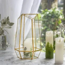 NCYP Hanging Geometric Glass Lamp Candle Holderwith Swing Lid Top Hallow Open For Wedding -Terrarium Plant Hub 20190315003 3