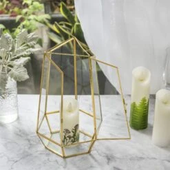 NCYP Hanging Geometric Glass Lamp Candle Holderwith Swing Lid Top Hallow Open For Wedding -Terrarium Plant Hub 20190315003 5