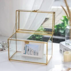 Pure Copper Medium Geometric Glass Card Box Terrarium Foot Latch Rose Gold Handmade Rectangular -Terrarium Plant Hub 20190315005 4