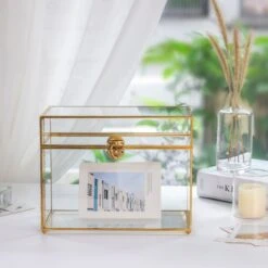 Pure Copper Medium Geometric Glass Card Box Terrarium Foot Latch Rose Gold Handmade Rectangular -Terrarium Plant Hub 20190315005 7