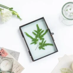 Handmade Brass Black Folding Screen Type Float Frame Specimen Card Holder 2-Folded 3.5X5" -Terrarium Plant Hub 20190315008 5