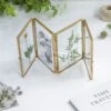 Handmade Tabletp Brass Glass Photo Picture Display Folding Screen Type Frame 3-Folded 5" X 7" -Terrarium Plant Hub 20190315009 9