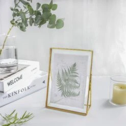 NCYP 5" X 7" Tabletop Gold Brass Rectangle Glass Artwork Photo Picture Display Frame -Terrarium Plant Hub 20190315010 2