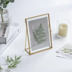 NCYP 5" X 7" Tabletop Gold Brass Rectangle Glass Artwork Photo Picture Display Frame -Terrarium Plant Hub 20190315010 7