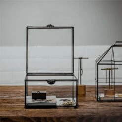 Small Vintage Rectangle Glass Jewelry Storage Card Box With Lock For Card Storage Jewelry Display -Terrarium Plant Hub 20190717001 1