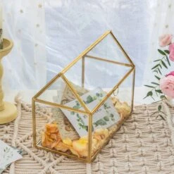Geometric Glass Card Box Terrarium Rose Gold Handmade Pure Copper House Shape For Wedding Receiption -Terrarium Plant Hub 20190905001 6