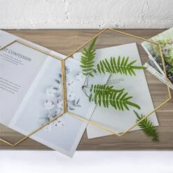 Hanging Hexagon Herbarium Brass Glass Frame For Pressed Flowers Dried Flowers Floating Frame -Terrarium Plant Hub 20190905007 1