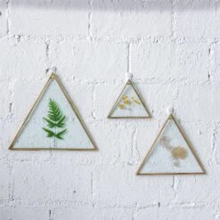 Hanging Triangle Herbarium Brass Glass Frame For Pressed Flowers Dried Flowers Poster