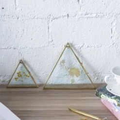 Hanging Triangle Herbarium Brass Glass Frame For Pressed Flowers Dried Flowers Poster -Terrarium Plant Hub 20190905009 7
