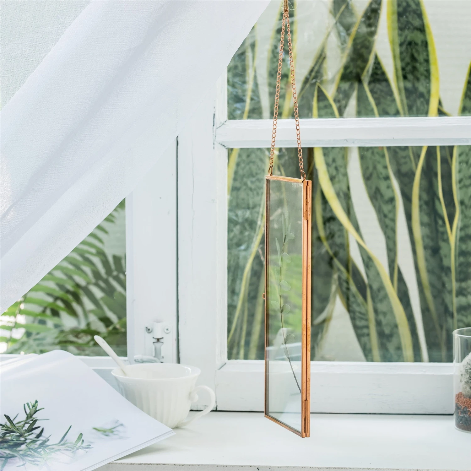 Hanging 4x9 Inches Pink Long Herbarium Pure Copper Glass Frame For Pressed Flowers Dried Flowers 8 Hanging 4x9 Inches Pink Long Herbarium Pure Copper Glass Frame For Pressed Flowers Dried Flowers - Image 6