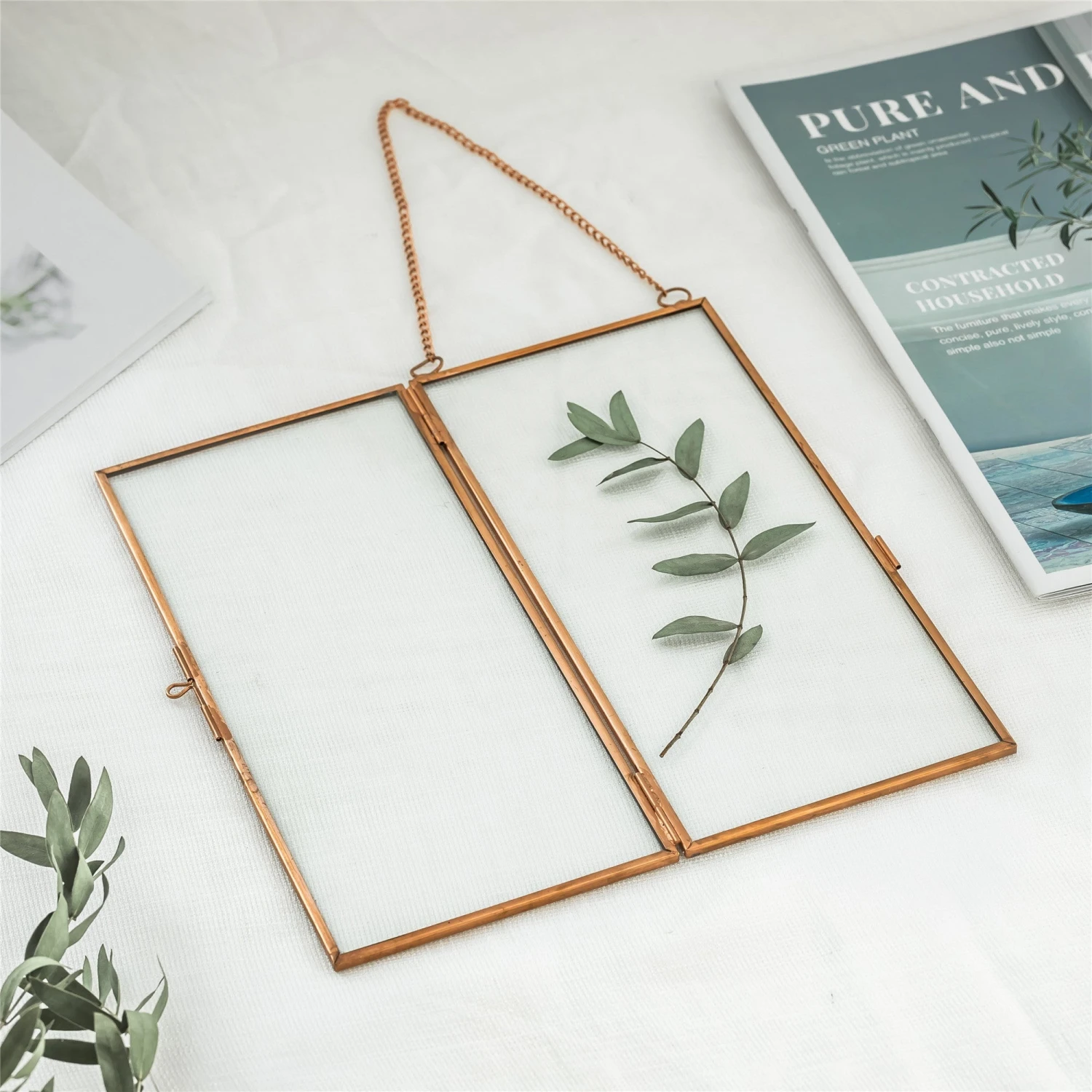Hanging 4x9 Inches Pink Long Herbarium Pure Copper Glass Frame For Pressed Flowers Dried Flowers 6 Hanging 4x9 Inches Pink Long Herbarium Pure Copper Glass Frame For Pressed Flowers Dried Flowers - Image 4