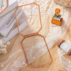 Wall Hanging Long Octagon Herbarium Copper Glass Frame For Pressed Flowers Dried Floating Frame -Terrarium Plant Hub 20200409013 7