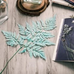 Preserved Pressed Flower Davallia Mariesii, Squirrel's Foot Fern Leaf , Multiple Color, 5 Pcs, 12inches Long, 8inches Width, DIY Material -Terrarium Plant Hub 20200518029 1