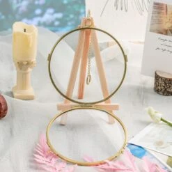 NCYP Wall Hanging Round 5" 4.3" Herbarium Brass Glass Frame For Pressed Flowers, Dried Flowers, Poster, Double Glass, Floating Frame -Terrarium Plant Hub 20210522001 2