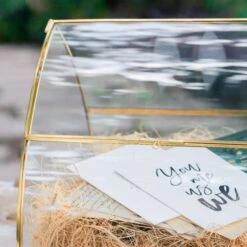 House Shape Arched Curved Roof Vintage Glass Card Box Terrarium, Handmade Brass For Wedding Receiption Wishwell Keepsake -Terrarium Plant Hub 20220607002 5