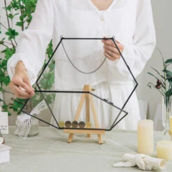 Wall Hanging Black Hexagon 12" Herbarium Brass Glass Frame For Thick Pressed Flowers, Dried Flowers, Poster, Coin, Double Glass, Floating 25 Wall Hanging Black Hexagon 12" Herbarium Brass Glass Frame For Thick Pressed Flowers, Dried Flowers, Poster, Coin, Double Glass, Floating -Terrarium Plant Hub 20221122003 7