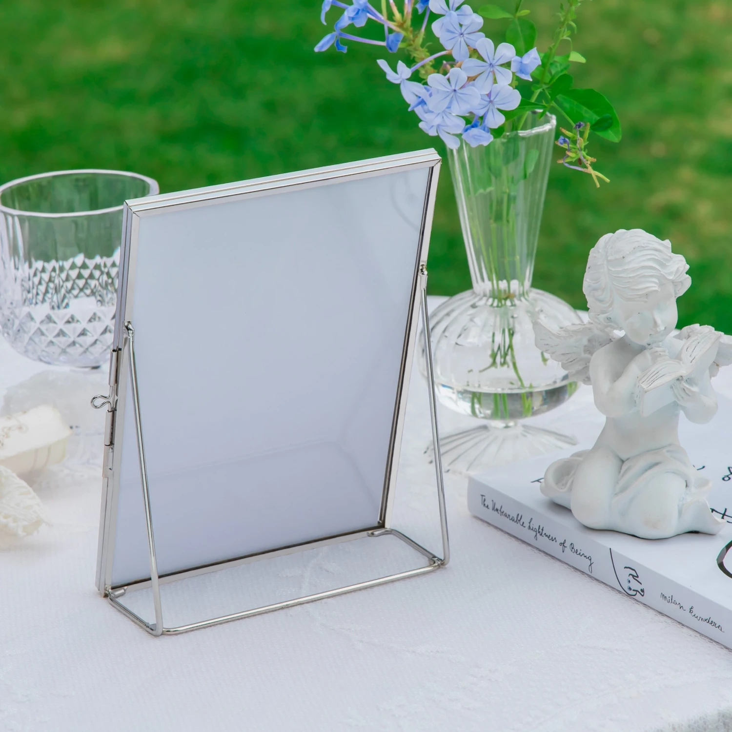 Silver Brass Tabletop Vintage Frame Geometric Ornament Plant Specimen Clip Modern Decor Card Holder 5X7" Reception 21 Silver Brass Tabletop Vintage Frame Geometric Ornament Plant Specimen Clip Modern Decor Card Holder 5X7" Reception - Image 19