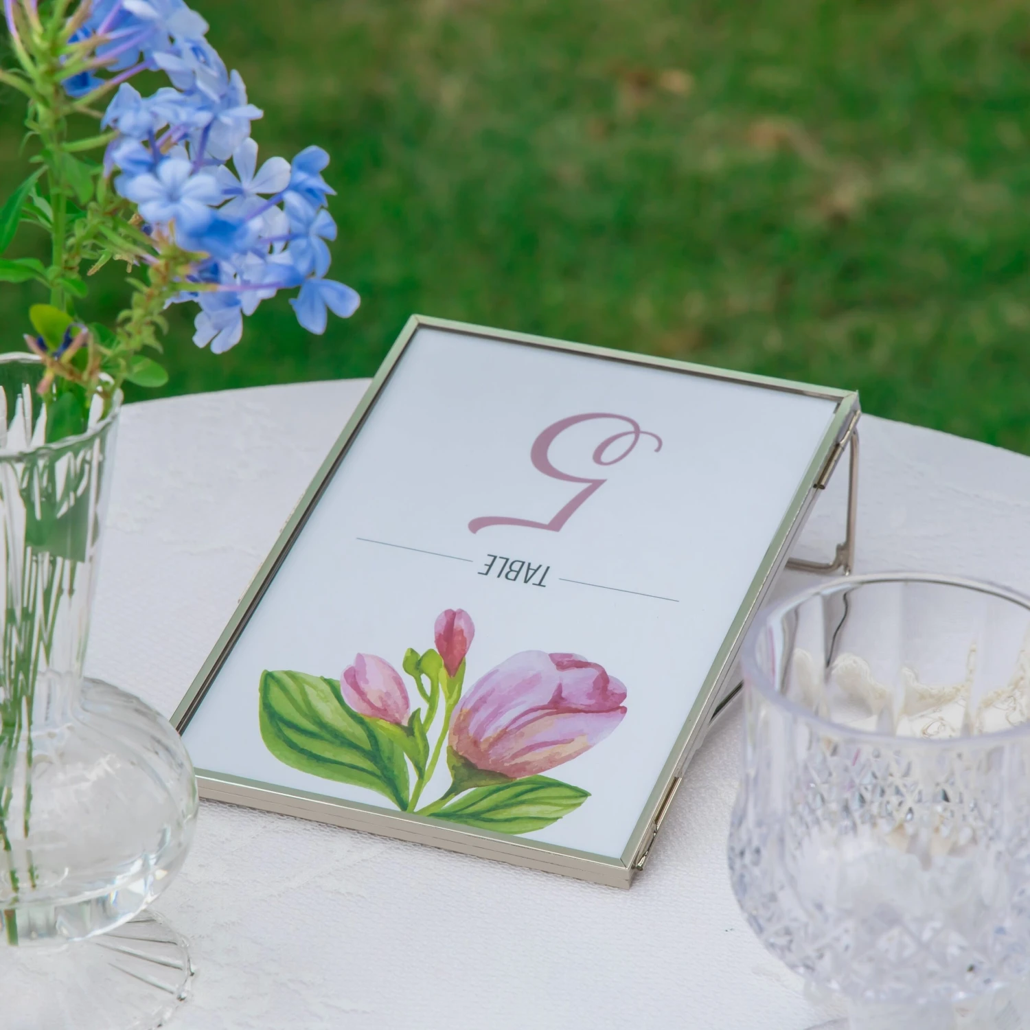 Silver Brass Tabletop Vintage Frame Geometric Ornament Plant Specimen Clip Modern Decor Card Holder 5X7" Reception 17 Silver Brass Tabletop Vintage Frame Geometric Ornament Plant Specimen Clip Modern Decor Card Holder 5X7" Reception - Image 15