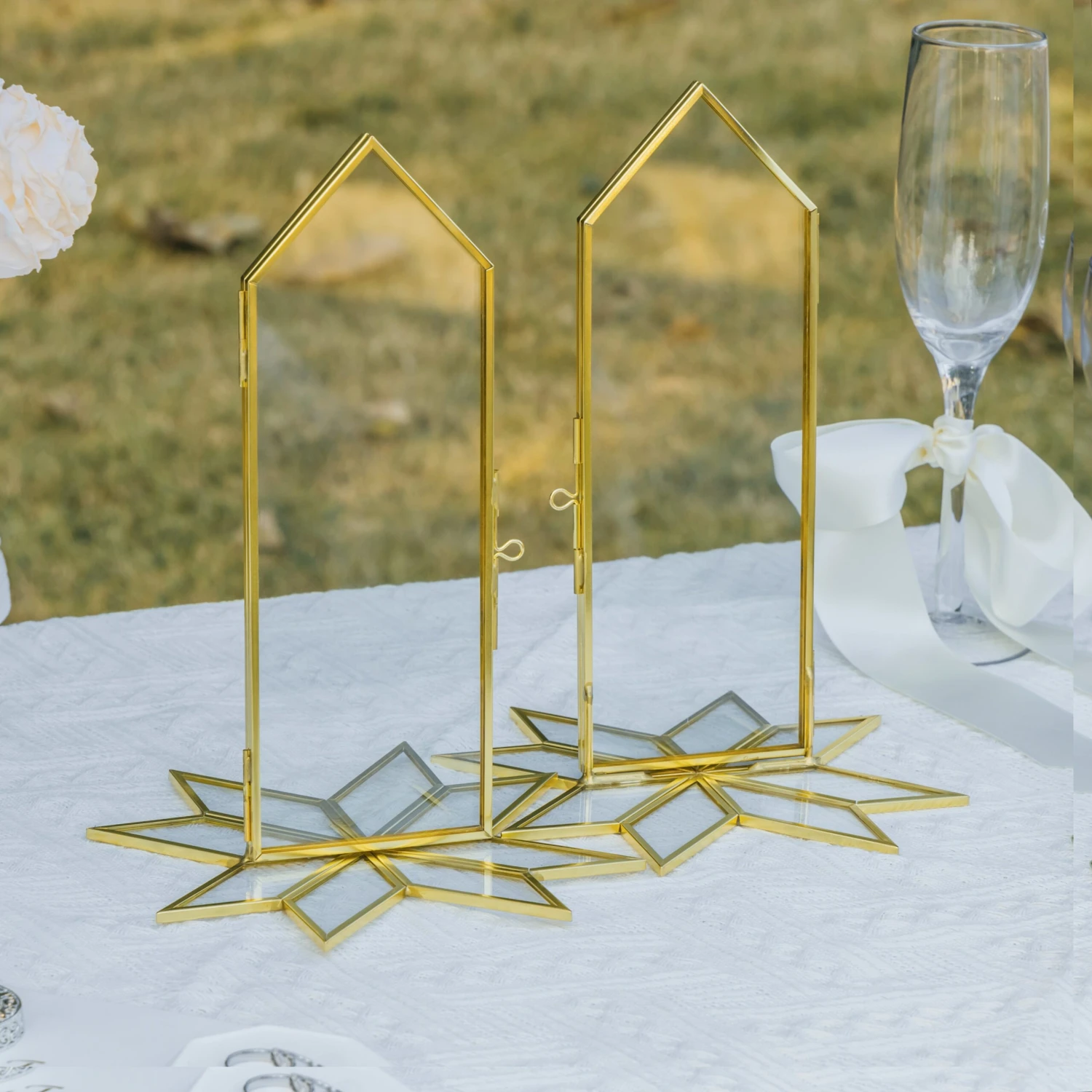 Geometric Gardenia Garden Gold Glass And Brass Wedding Table Number Holder, Pressed Flower Frame 18 Geometric Gardenia Garden Gold Glass And Brass Wedding Table Number Holder, Pressed Flower Frame - Image 16