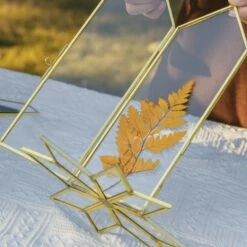 Geometric Gardenia Garden Gold Glass And Brass Wedding Table Number Holder, Pressed Flower Frame 30 Geometric Gardenia Garden Gold Glass And Brass Wedding Table Number Holder, Pressed Flower Frame -Terrarium Plant Hub 290A0490