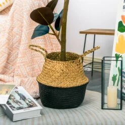 NCYP Artificial Rubber Tree, Rubber Fig, Rubber Bush 5.9FT (70.8 Inches) Tall Faux Plant For Home Office Decor, Indoor Fake Potted Ficus Elastica Tree With Plastic Pot And Rattan Woven Basket -Terrarium Plant Hub 290A0779