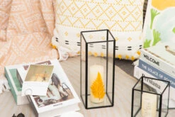 Tall Handmade Black Glass Candle Holder, Square, 9.8" Tall -Terrarium Plant Hub 290A1048