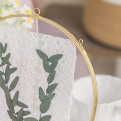 Wall Hanging Round 8" Herbarium Brass Glass Frame For Thick Pressed Flowers, Dried Flowers, Poster, Coin, Double Glass, Floating Frame -Terrarium Plant Hub 290A2596