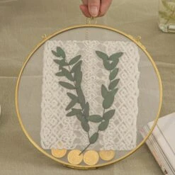 Wall Hanging Round 8" Herbarium Brass Glass Frame For Thick Pressed Flowers, Dried Flowers, Poster, Coin, Double Glass, Floating Frame -Terrarium Plant Hub 290A2745