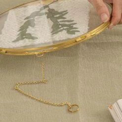 Wall Hanging Round 8" Herbarium Brass Glass Frame For Thick Pressed Flowers, Dried Flowers, Poster, Coin, Double Glass, Floating Frame -Terrarium Plant Hub 290A2754