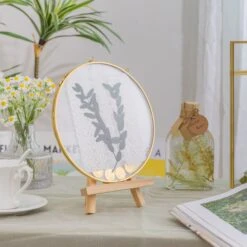 Wall Hanging Round 8" Herbarium Brass Glass Frame For Thick Pressed Flowers, Dried Flowers, Poster, Coin, Double Glass, Floating Frame -Terrarium Plant Hub 290A2790