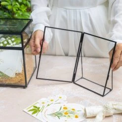 Modern Black Table Number Holder, 5X7'' Photo Picture Frame, For Outdoor Garden Wedding, Bridal Shower -Terrarium Plant Hub 290A3084