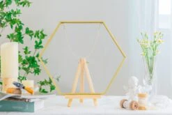 Wall Hanging Hexagon 12" Herbarium Brass Glass Frame For Thick Pressed Flowers, Dried Flowers, Poster, Coin, Double Glass, Floating Frame -Terrarium Plant Hub 290A3097
