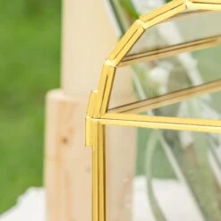 NCYP Wedding Card Box With Slot And Lock - 10.2x5.5x8.4 Inches - Gold Glass Envelope Box For Birthday Party Reception - Vintage, Arch-design, Centerpiece Decoration -Terrarium Plant Hub 290A4441
