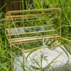NCYP Wedding Card Box With Slot And Lock - 10.2x5.5x8.4 Inches - Gold Glass Envelope Box For Birthday Party Reception - Vintage, Arch-design, Centerpiece Decoration -Terrarium Plant Hub 290A4616