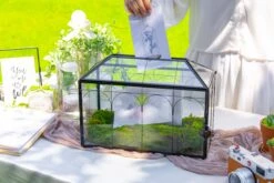 12.6"Handmade Black Wedding Card Box With Slot And Lock, Size Large, For Reception -Terrarium Plant Hub 290A5974