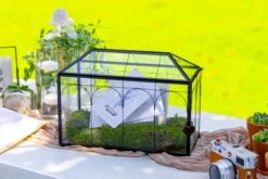12.6"Handmade Black Wedding Card Box With Slot And Lock, Size Large, For Reception -Terrarium Plant Hub 290A5999
