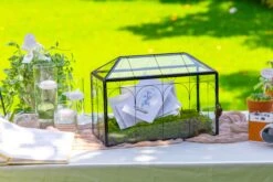 12.6"Handmade Black Wedding Card Box With Slot And Lock, Size Large, For Reception -Terrarium Plant Hub 290A6012