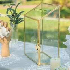NCYP Wedding Card Box With Slot And Lock - 9.5x4.5x11.8 Inches - Gold Glass Envelope Donation Box For Birthday Party Reception - Vintage Centerpiece, Decoration (Glass Box Only) -Terrarium Plant Hub 290A6859 24b7eac3 9277 4966 a899 6bf2c0d26a50
