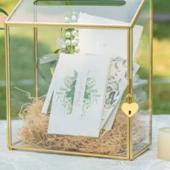 NCYP Wedding Card Box With Slot And Lock - 9.5x4.5x11.8 Inches - Gold Glass Envelope Donation Box For Birthday Party Reception - Vintage Centerpiece, Decoration (Glass Box Only) -Terrarium Plant Hub 290A7040 547c325d 8882 4b8a 86a2 b12f8daf7045