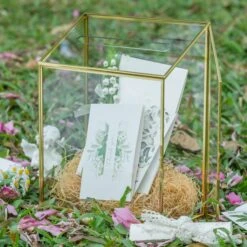 NCYP Wedding Card Box With Slot And Lock - 9.5x4.5x11.8 Inches - Gold Glass Envelope Donation Box For Birthday Party Reception - Vintage Centerpiece, Decoration (Glass Box Only) -Terrarium Plant Hub 290A7126 84da4e6b e938 4533 8aa6 3d1b0459b3d3