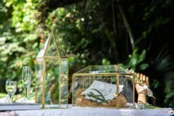 Handmade Gold Tall Tower Terrarium Glass Box For Ribbon Wands, Pens, Cancel Holder For Wedding, Reception, Wishing Well, Bridal Shower -Terrarium Plant Hub 290A8591 2 a4f895f4 fa9c 4138 a14c a088ecfd5240