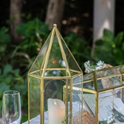 Handmade Gold Tall Tower Terrarium Glass Box For Ribbon Wands, Pens, Cancel Holder For Wedding, Reception, Wishing Well, Bridal Shower -Terrarium Plant Hub 290A8764 49979f6d fc5b 4b0c 80e3 d9d3eb52bd63
