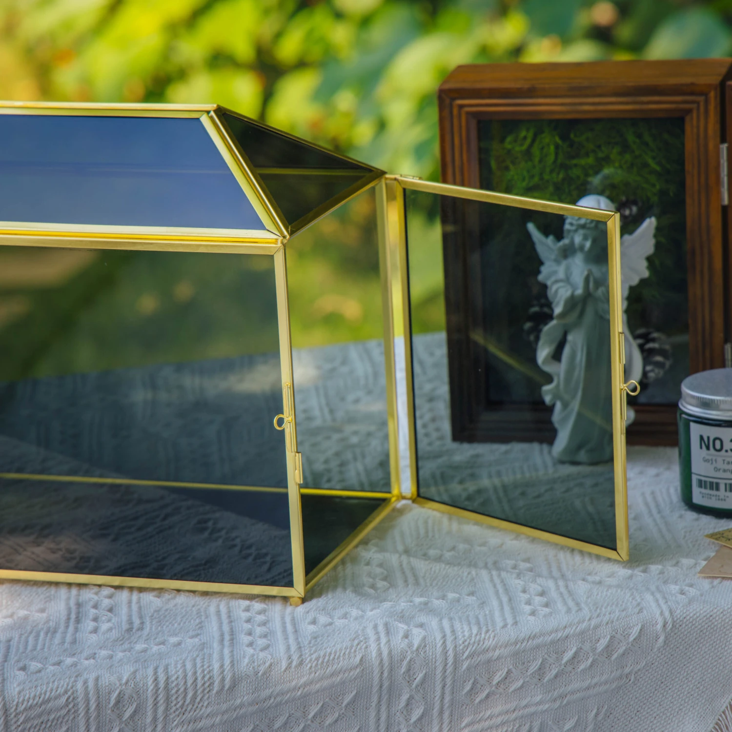 Handmade Black And Gold Large Geometric Glass Donation Box Terrarium With Slot And Lock 7 Handmade Black And Gold Large Geometric Glass Donation Box Terrarium With Slot And Lock - Image 5