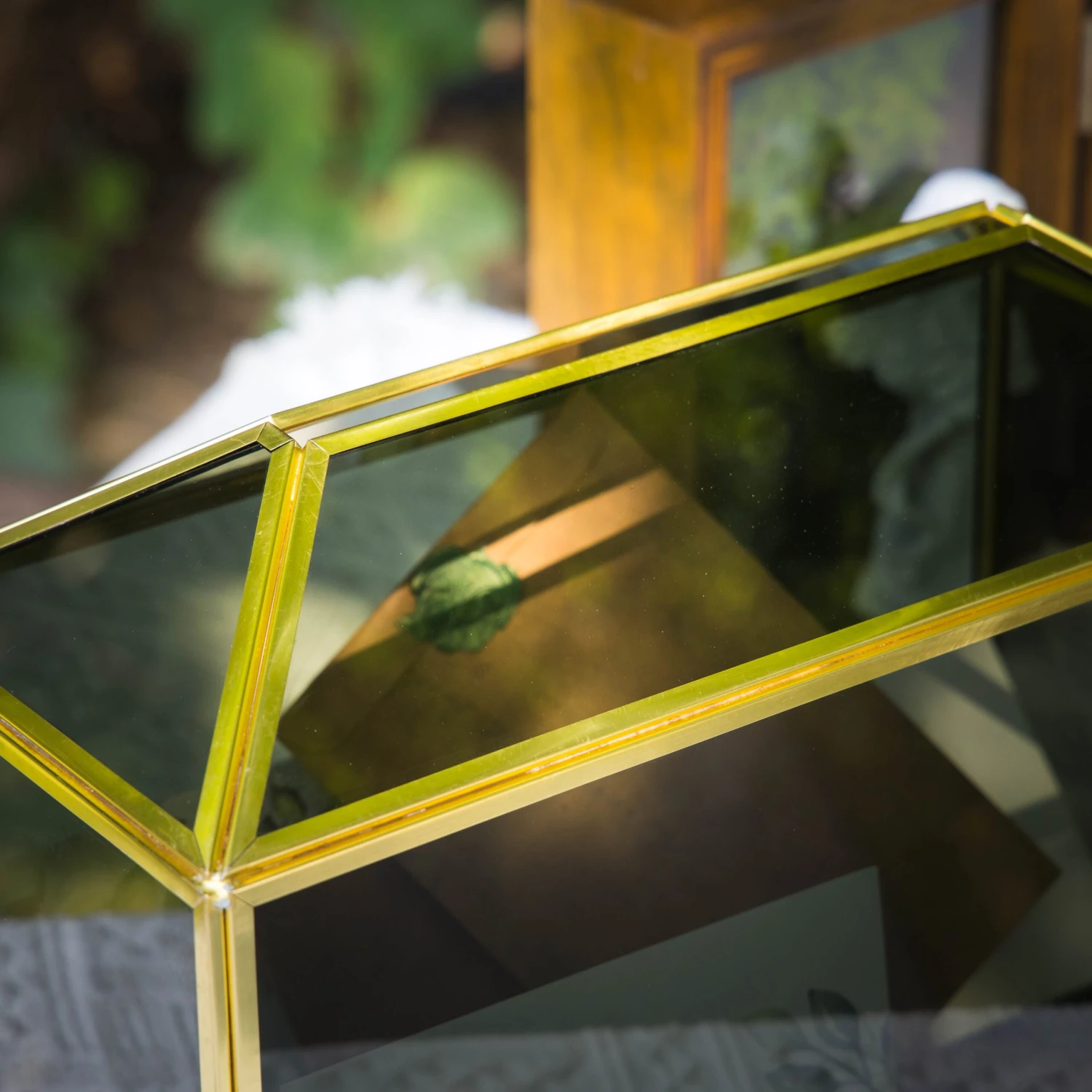 Handmade Black And Gold Large Geometric Glass Donation Box Terrarium With Slot And Lock 10 Handmade Black And Gold Large Geometric Glass Donation Box Terrarium With Slot And Lock - Image 8