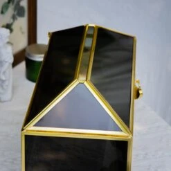 Handmade Black And Gold Large Geometric Glass Donation Box Terrarium With Slot And Lock 31 Handmade Black And Gold Large Geometric Glass Donation Box Terrarium With Slot And Lock -Terrarium Plant Hub 290A8975