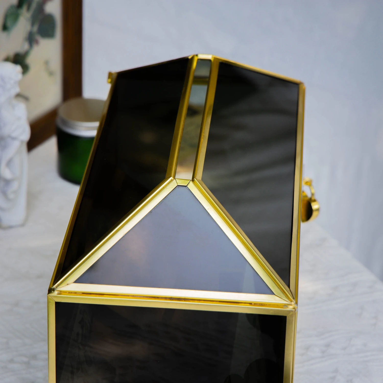 Handmade Black And Gold Large Geometric Glass Donation Box Terrarium With Slot And Lock 12 Handmade Black And Gold Large Geometric Glass Donation Box Terrarium With Slot And Lock - Image 10