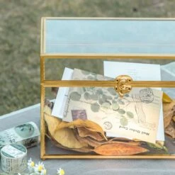 Handmade Vintage Geometric Glass Card Box Organizer Terrarium With Latch For Wedding Reception -Terrarium Plant Hub 290A8995