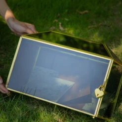 Handmade Black And Gold Large Geometric Glass Donation Box Terrarium With Slot And Lock 34 Handmade Black And Gold Large Geometric Glass Donation Box Terrarium With Slot And Lock -Terrarium Plant Hub 290A9045 2