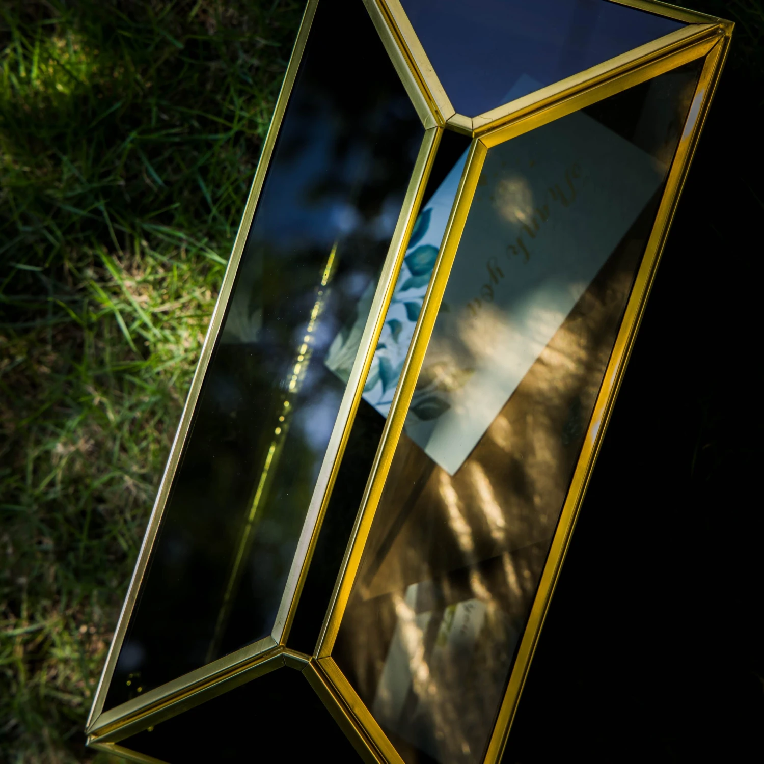 Handmade Black And Gold Large Geometric Glass Donation Box Terrarium With Slot And Lock 19 Handmade Black And Gold Large Geometric Glass Donation Box Terrarium With Slot And Lock - Image 17